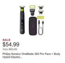 Costco Philips Norelco OneBlade 360 Pro Face + Body Hybrid Electric Trimmer and Shaver offer