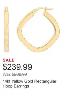 Costco 14kt Yellow Gold Rectangular Hoop Earrings offer