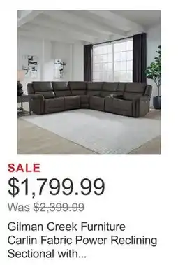 Costco Gilman Creek Furniture Carlin Fabric Power Reclining Sectional with Power Headrests offer