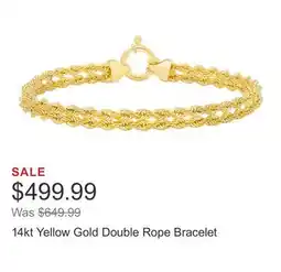 Costco 14kt Yellow Gold Double Rope Bracelet offer