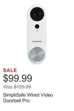 Costco SimpliSafe Wired Video Doorbell Pro offer