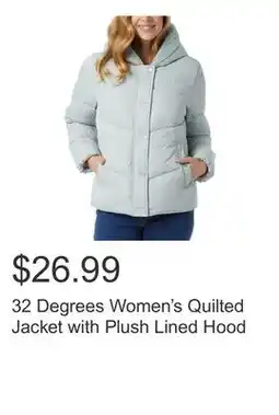 Costco 32 Degrees Women's Quilted Jacket with Plush Lined Hood offer