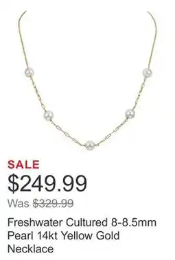 Costco Freshwater Cultured 8-8.5mm Pearl 14kt Yellow Gold Necklace offer
