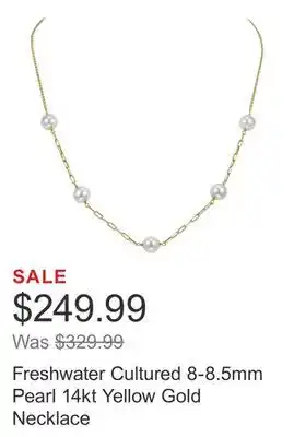 Costco Freshwater Cultured 8-8.5mm Pearl 14kt Yellow Gold Necklace offer