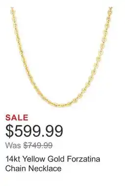 Costco 14kt Yellow Gold Forzatina Chain Necklace offer