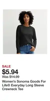 Kohl's Women's Sonoma Goods For Life Everyday Long Sleeve Crewneck Tee offer