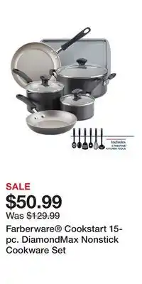 Kohl's Farberware Cookstart 15-pc. DiamondMax Nonstick Cookware Set offer