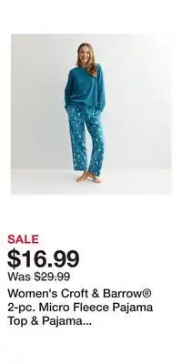 Kohl's Women's Croft & Barrow 2-pc. Micro Fleece Pajama Top & Pajama Bottoms Set offer
