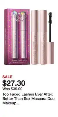 Kohl's Too Faced Lashes Ever After: Better Than Sex Mascara Duo Makeup Gift Set offer
