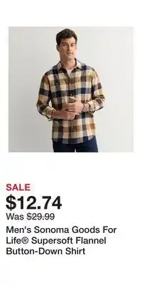 Kohl's Men's Sonoma Goods For Life Supersoft Flannel Button-Down Shirt offer