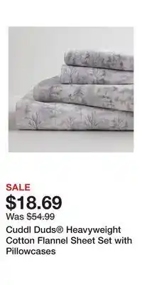 Kohl's Cuddl Duds Heavyweight Cotton Flannel Sheet Set with Pillowcases offer