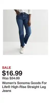 Kohl's Women's Sonoma Goods For Life High-Rise Straight Leg Jeans offer