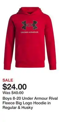 Kohl's Boys 8-20 Under Armour Rival Fleece Big Logo Hoodie in Regular & Husky offer