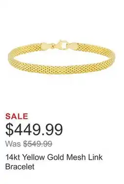 Costco 14kt Yellow Gold Mesh Link Bracelet offer