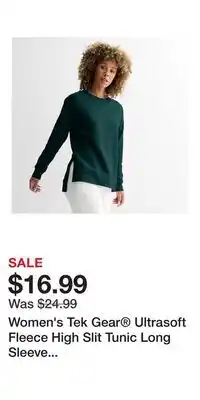 Kohl's Women's Tek Gear Ultrasoft Fleece High Slit Tunic Long Sleeve Crewneck offer