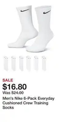 Kohl's Men's Nike 6-Pack Everyday Cushioned Crew Training Socks offer