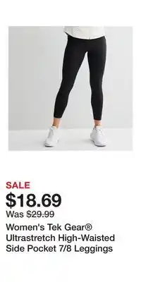 Kohl's Women's Tek Gear Ultrastretch High-Waisted Side Pocket 7/8 Leggings offer