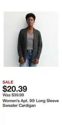 Kohl's Women's Apt. 9 Long Sleeve Sweater Cardigan offer
