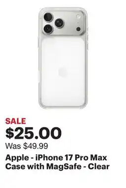 Best Buy Apple - iPhone 17 Pro Max Case with MagSafe - Clear offer