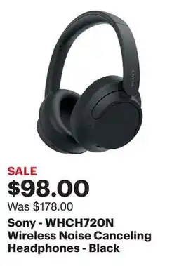 Best Buy Sony - WHCH720N Wireless Noise Canceling Headphones - Black offer
