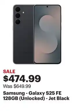 Best Buy Samsung - Galaxy S25 FE 128GB (Unlocked) - Jet Black offer