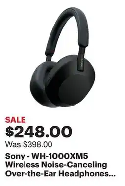 Best Buy Sony - WH-1000XM5 Wireless Noise-Canceling Over-the-Ear Headphones - Black offer