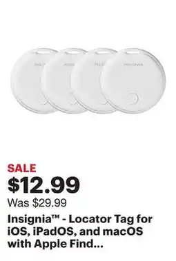 Best Buy Insignia - Locator Tag for iOS, iPadOS, and macOS with Apple Find My App (4-Pack) - White offer