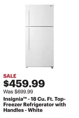 Best Buy Insignia - 18 Cu. Ft. Top-Freezer Refrigerator with Handles - White offer