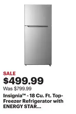 Best Buy Insignia - 18 Cu. Ft. Top-Freezer Refrigerator with ENERGY STAR Certification - Stainless Steel offer