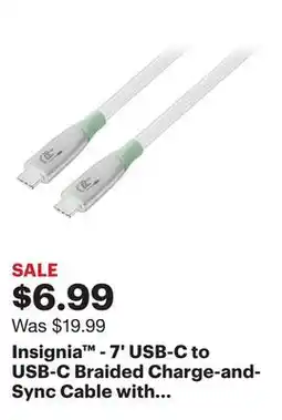 Best Buy Insignia - 7' USB-C to USB-C Braided Charge-and-Sync Cable with High-Speed Data Transfer - White offer