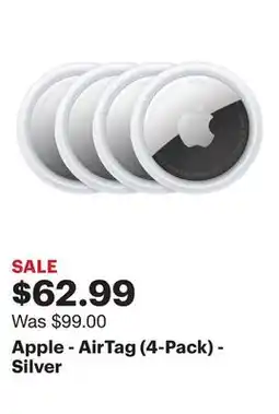 Best Buy Apple - AirTag (4-Pack) - Silver offer