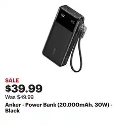 Best Buy Anker - Power Bank (20,000mAh, 30W) - Black offer