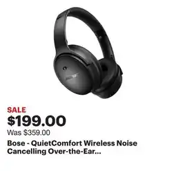 Best Buy Bose - QuietComfort Wireless Noise Cancelling Over-the-Ear Bluetooth Headphones - Black offer