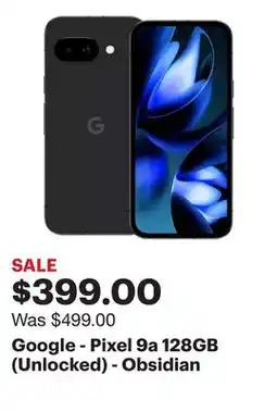 Best Buy Google - Pixel 9a 128GB (Unlocked) - Obsidian offer