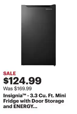 Best Buy Insignia - 3.3 Cu. Ft. Mini Fridge with Door Storage and ENERGY STAR Certification - Black offer