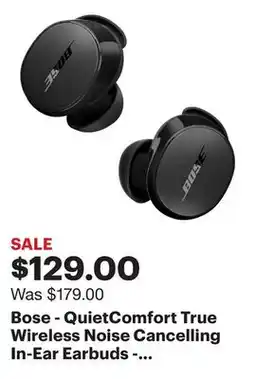 Best Buy Bose - QuietComfort True Wireless Noise Cancelling In-Ear Earbuds - Black offer