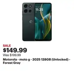 Best Buy Motorola - moto g - 2025 128GB (Unlocked) - Forest Gray offer
