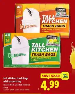 Lidl Tall kitchen trash bags with drawstring offer