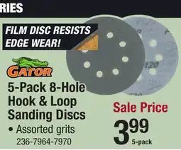 Menards 5-Pack 8-Hole Hook & Loop Sanding Discs offer