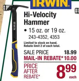 Menards Hi-Velocity Hammer offer
