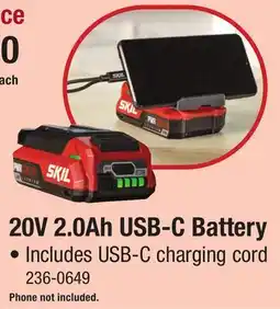 Menards 20V 2.0Ah USB-C Battery offer