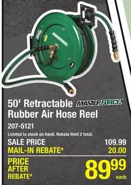 Menards 50' Retractable Rubber Air Hose Reel offer