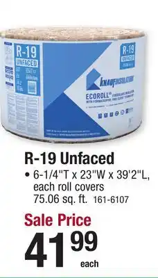 Menards R-19 Unfaced offer