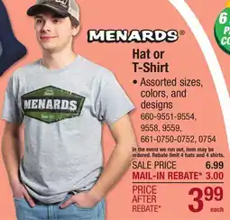 Menards Hat or T-Shirt offer
