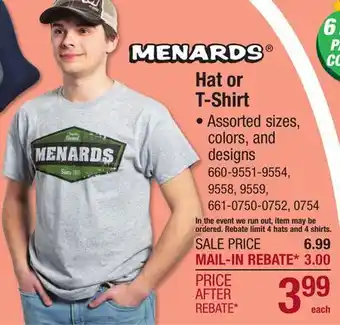 Menards Hat or T-Shirt offer