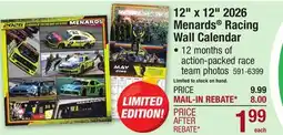 Menards 12 x 12 2026 Menards Racing Wall Calendar offer