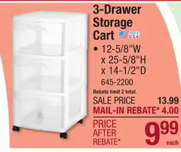 Menards 3-Drawer Storage Cart offer