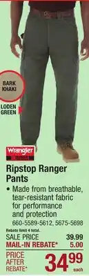 Menards Ripstop Ranger Pants offer