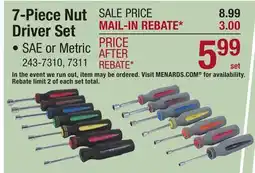 Menards 7-Piece Nut Driver Set offer