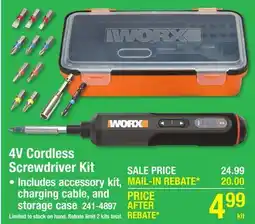 Menards 4V Cordless Screwdriver Kit offer